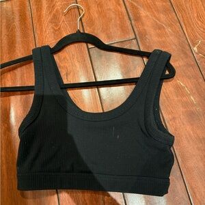 Alo yoga black ribbed sports bra tank top